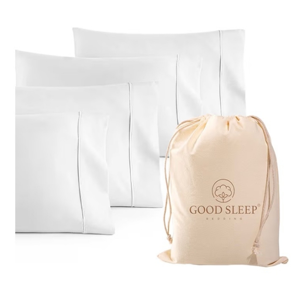 New Set Of 4 Good Sleep King White Pillowcases